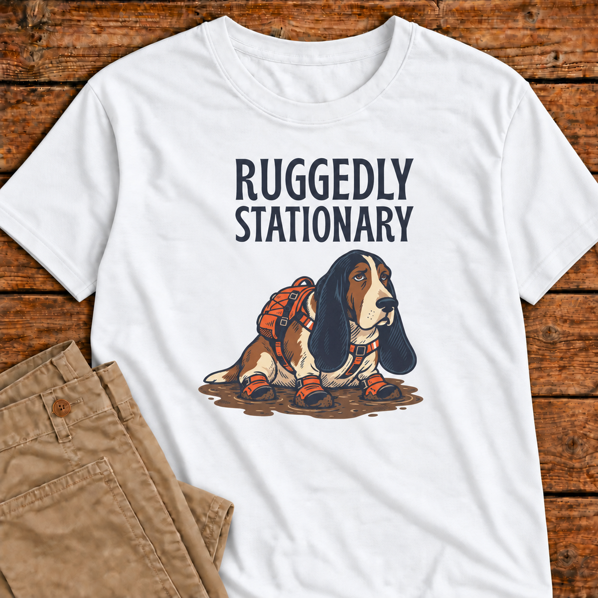 Ruggedly Stationary Basset Hound T-Sirt